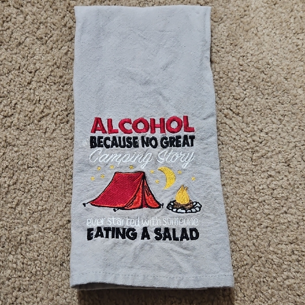 Gray Camping Humor Bath Towel